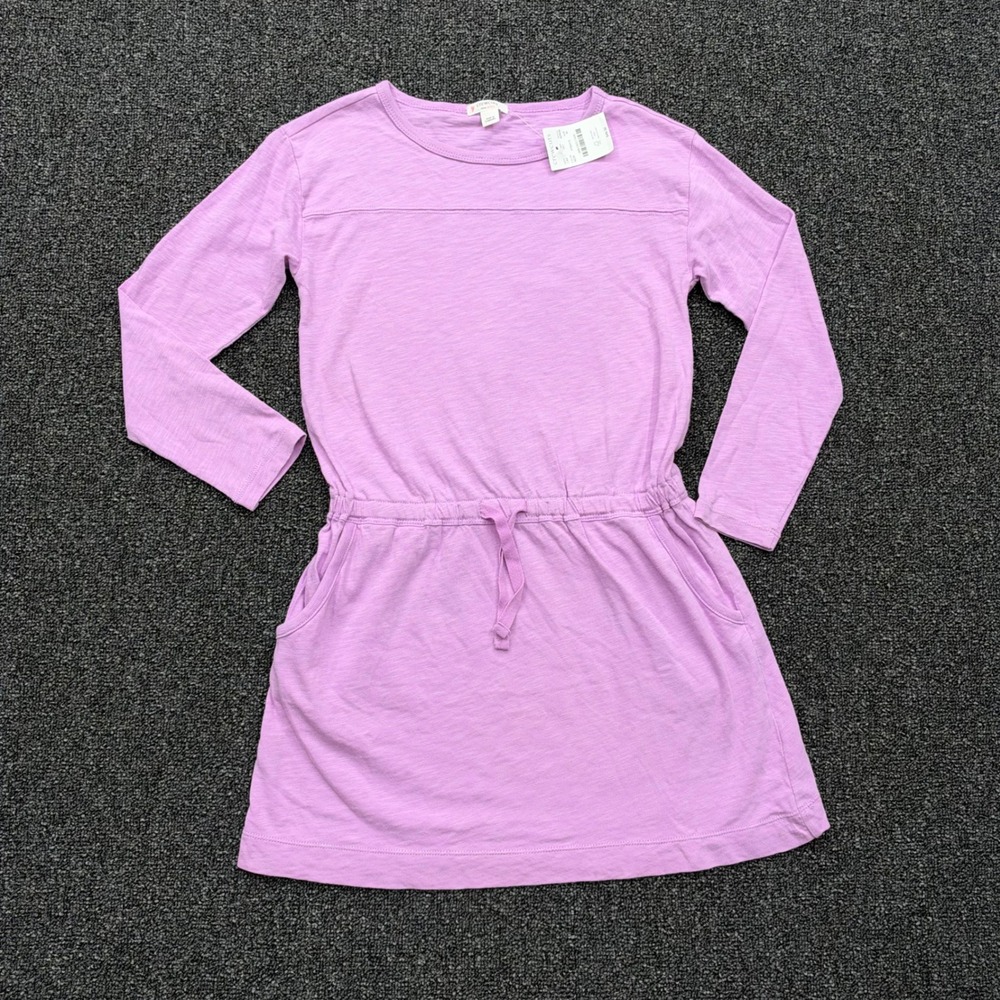 Crewcuts Long Sleeve Slub Cotton Dress Girls Size M 8-9 Purple NEW casual preppy